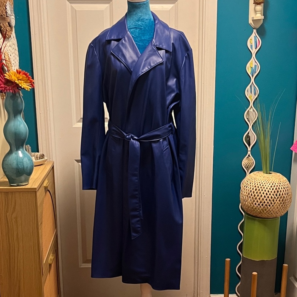 New York & Company Deep Blue Trench Coat